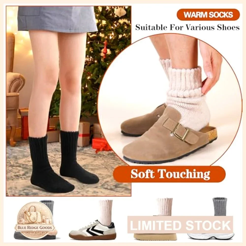 Merino Wool Thermal Boot Socks Thick Cozy Hiking Winter Unisex 3 Pairs